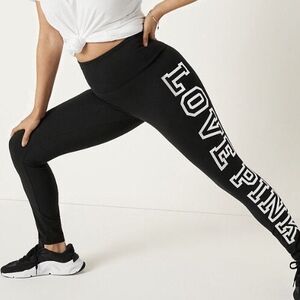 PINK Victoria's Secret Black Leggings with White Logo